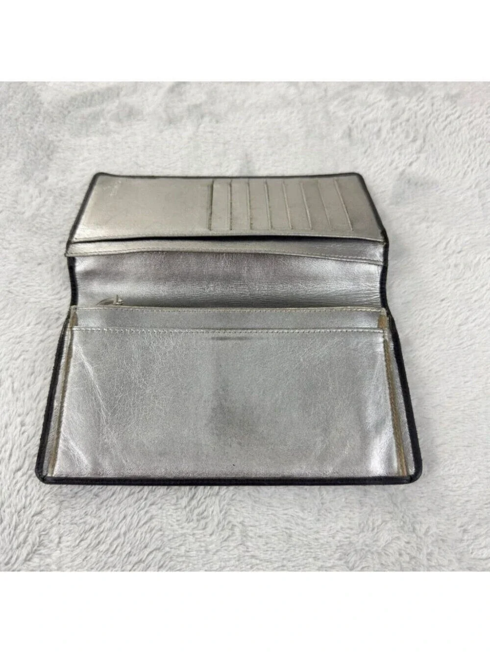 Chanel Black Leather Bifold Wallet Embroidered